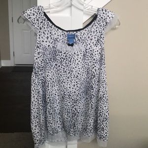 Spotted pj top with netted trim